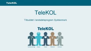 Tele KOL Tilbuddet i landsdelsprogram Syddanmark Tele KOL
