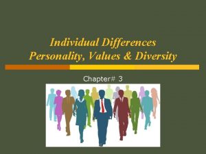 Individual Differences Personality Values Diversity Chapter 3 Chapter