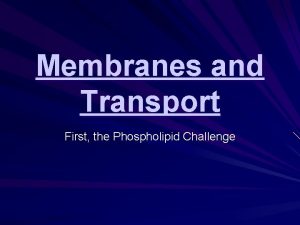 Membranes and Transport First the Phospholipid Challenge Membrane