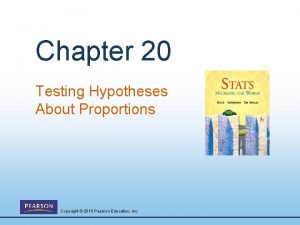 Chapter 20 Testing Hypotheses About Proportions Copyright 2010