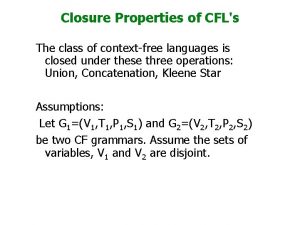 Closure Properties of CFLs The class of contextfree