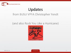 Updates from BUSU VPFA Christopher Yendt and also