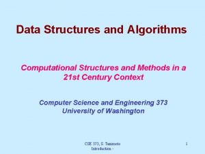 Data Structures and Algorithms Computational Structures and Methods