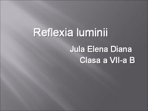 Reflexia luminii Jula Elena Diana Clasa a VIIa