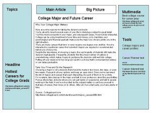 Topics Main Article Big Picture College Major and