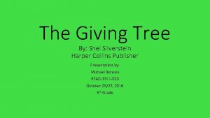 The Giving Tree By Shel Silverstein Harper Collins