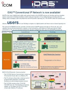 IDAS Conventional IP Network is now available IDAS