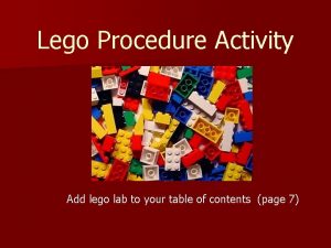 Lego Procedure Activity Add lego lab to your