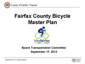 County of Fairfax Virginia Fairfax County Bicycle Master