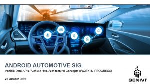 ANDROID AUTOMOTIVE SIG Vehicle Data APIs Vehicle HAL