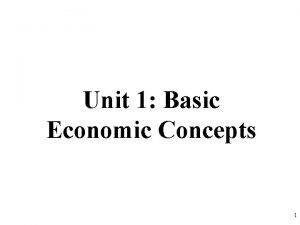 Unit 1 Basic Economic Concepts 1 REVIEW 1