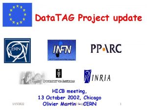 Data TAG Project update 1152022 HICB meeting 13