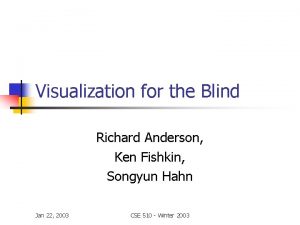 Visualization for the Blind Richard Anderson Ken Fishkin