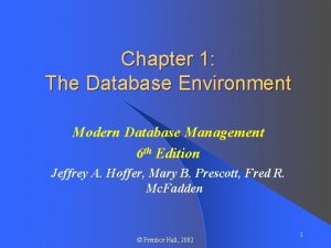 Chapter 1 The Database Environment Modern Database Management