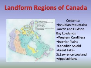 Landform Regions of Canada Contents Innuitian Mountains Arctic