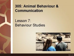 305 Animal Behaviour Communication Lesson 7 Behaviour Studies