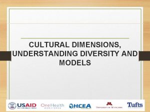 CULTURAL DIMENSIONS UNDERSTANDING DIVERSITY AND MODELS Learning objectives