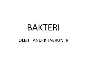 BAKTERI OLEH ANDI KHAERUNI R Kata bakteri berasal