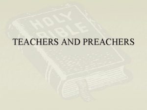 TEACHERS AND PREACHERS STANDARD n Benchmark SS 7