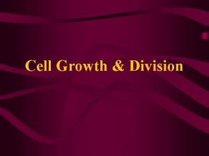 Cell Growth Division Cell Growth Living things grow