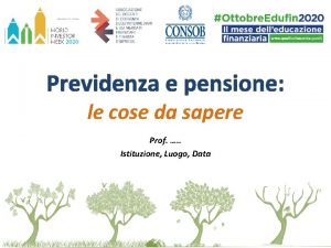 Previdenza e pensione le cose da sapere Prof