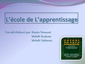 Lcole de Lapprentissage Travail labor par Rania Nouaari