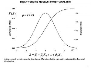 BINARY CHOICE MODELS PROBIT ANALYSIS In the case