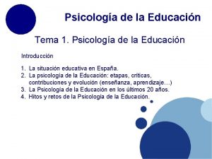 Psicologa de la Educacin Tema 1 Psicologa de