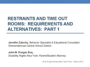 RESTRAINTS AND TIME OUT ROOMS REQUIREMENTS AND ALTERNATIVES