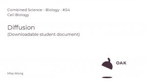 Combined Science Biology KS 4 Cell Biology Diffusion