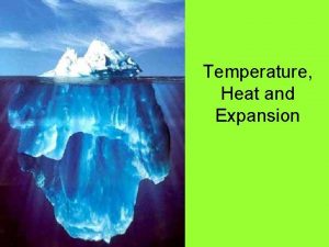 Temperature Heat and Expansion Temperature Average kinetic energy