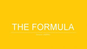 THE FORMULA Amarin AMRN Amarin is backed by