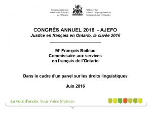 CONGRS ANNUEL 2016 AJEFO Justice en franais en