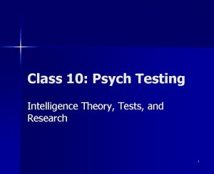 Class 10 Psych Testing Intelligence Theory Tests and