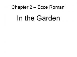 Chapter 2 Ecce Romani In the Garden Noun