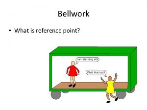 Bellwork What is reference point Motion reference point