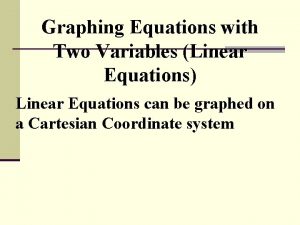 Graphing Equations with Two Variables Linear Equations Linear