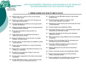 AHC Sustainability Objectives and Strategies to be Achieved