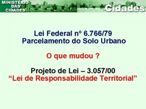 Lei Federal n 6 76679 Parcelamento do Solo