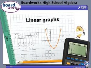Linear graphs 1 of 32 Boardworks 2012 Graphs
