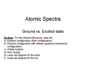 Atomic Spectra Ground vs Excited state Do Now