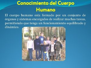 Conocimiento del Cuerpo Humano El cuerpo humano esta