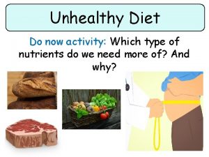 Unhealthy Diet Do now activity Which type of