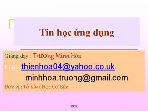 Tin hc ng dng Ging dy Trng Minh