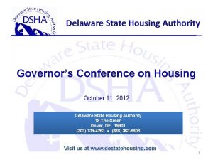Delaware State Housing Authority Governors Conference on Housing