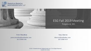 ESG Fall 2019 Meeting Ridgeland MS Peter Marathas