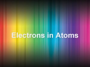 Electrons in Atoms Bohr Model Niels Bohr in
