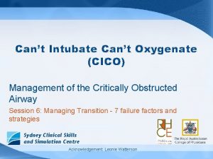 Cant Intubate Cant Oxygenate CICO Management of the