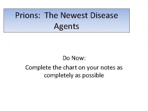 Prions The Newest Disease Agents Do Now Complete