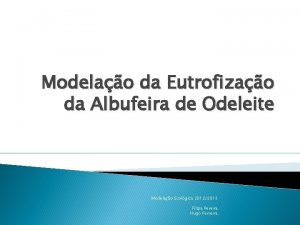 Modelao da Eutrofizao da Albufeira de Odeleite Modelao